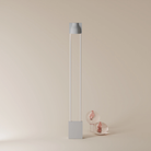 The mist Carve Floor Light from Gantri with the white rod option.