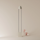 The sand Carve Floor Light from Gantri with the chrome rod option.