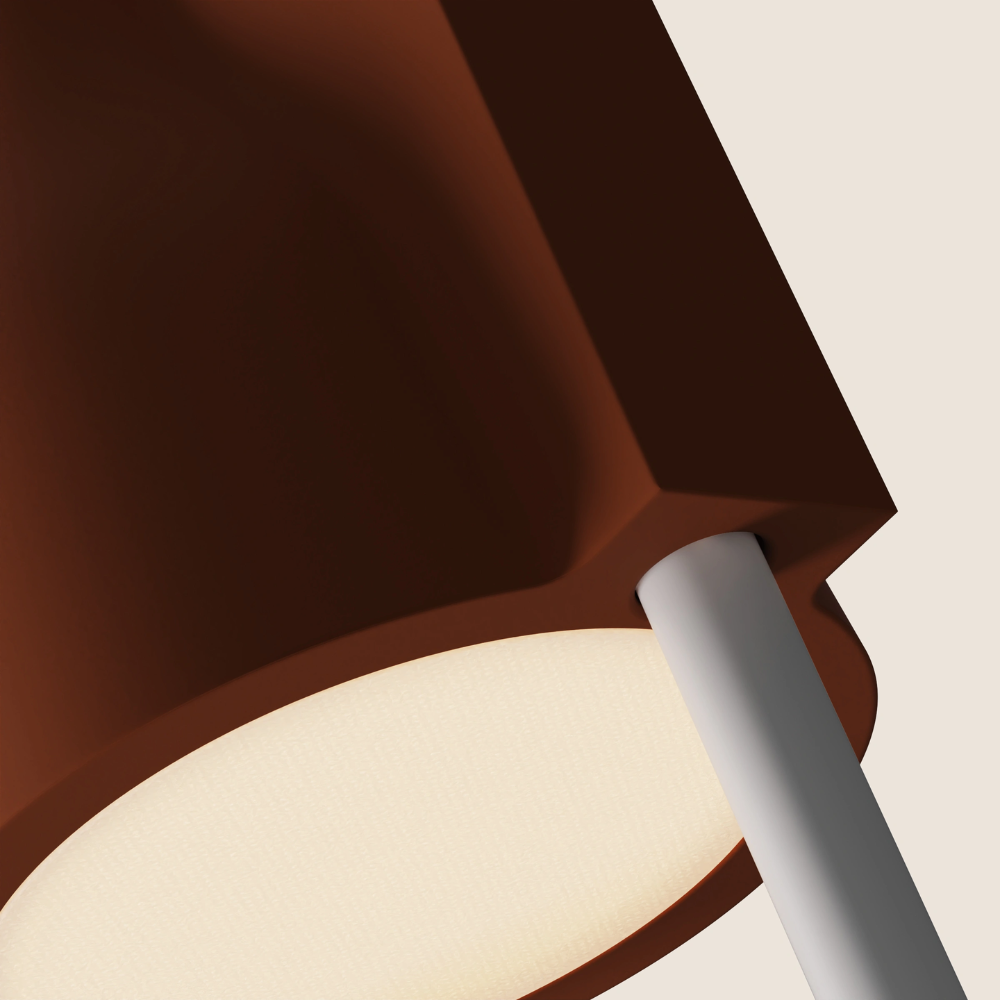 The sedona Carve Floor Light from Gantri with the white rod option close up.