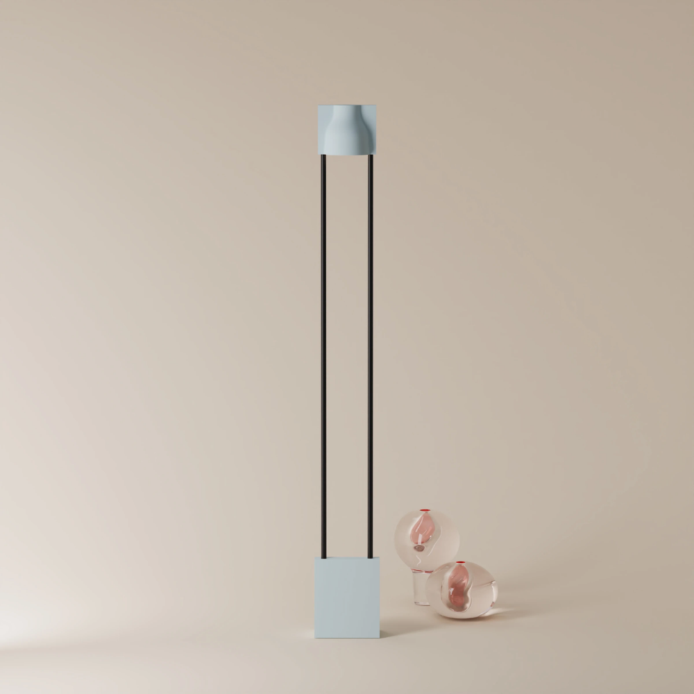 The sky Carve Floor Light from Gantri with the black rod option.
