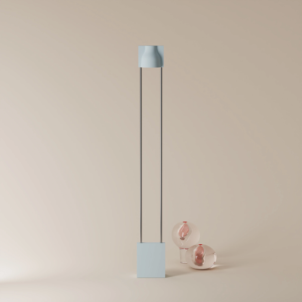 The sky Carve Floor Light from Gantri with the chrome rod option.