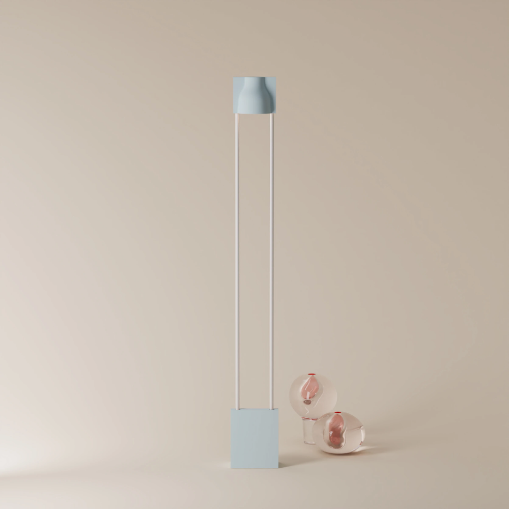The sky Carve Floor Light from Gantri with the white rod option.