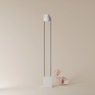 The snow Carve Floor Light from Gantri with the chrome rod option.