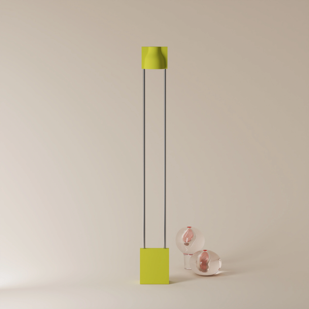 The sprout Carve Floor Light from Gantri with the chrome rod option.