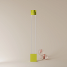 The sprout Carve Floor Light from Gantri with the white rod option.