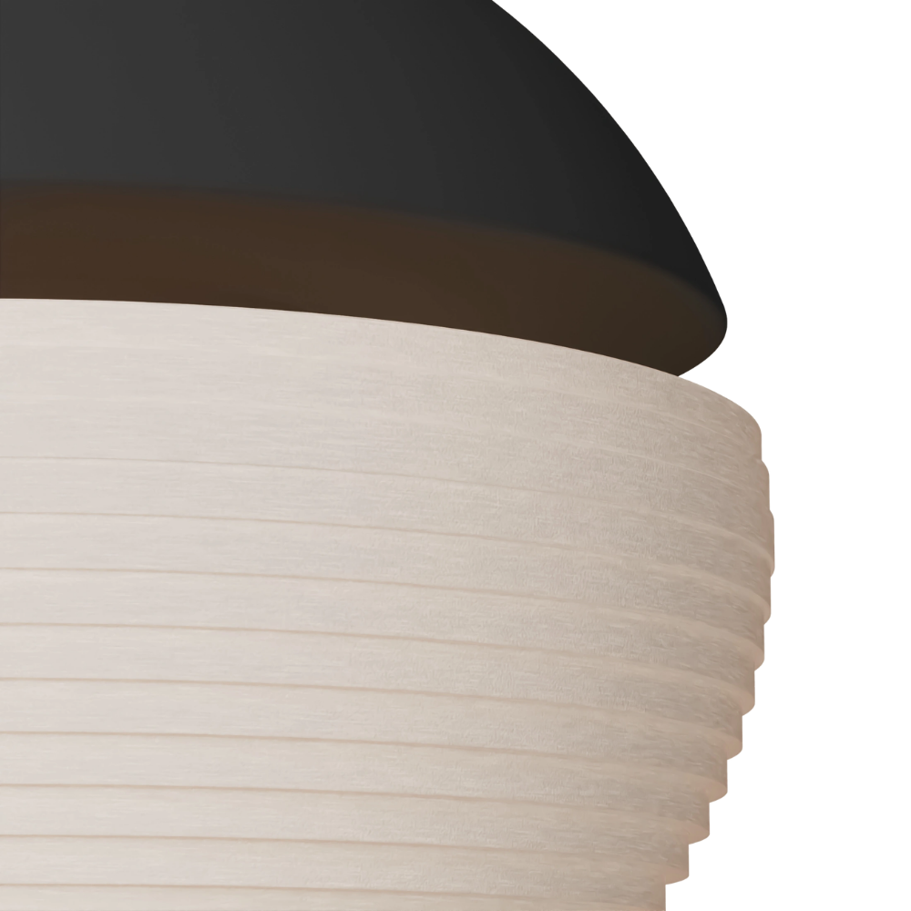 The carbon Cora Pendant Light from Gantri close up.
