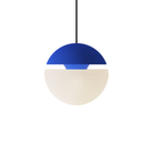 The cobalt Cora Pendant Light from Gantri with the black cord.