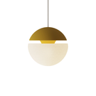 The mustard Cora Pendant Light from Gantri with the white cord.
