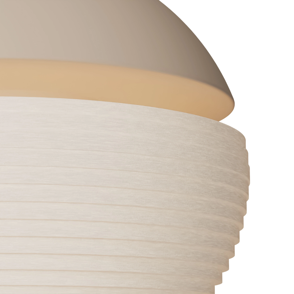 The peach Cora Pendant Light from Gantri close up.