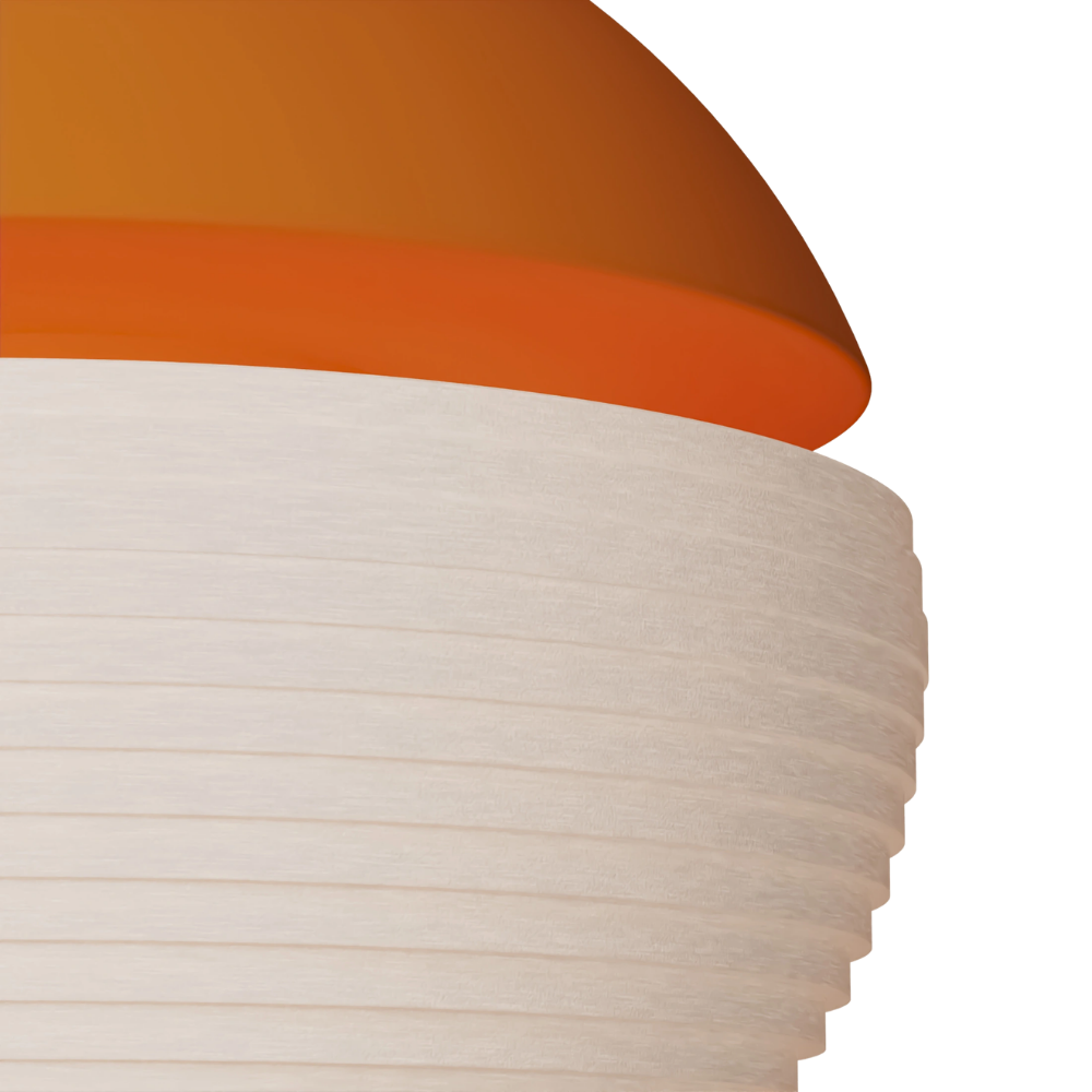 The persimmon Cora Pendant Light from Gantri close up.
