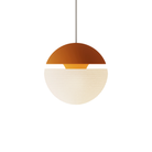 The persimmon Cora Pendant Light from Gantri with the white cord.