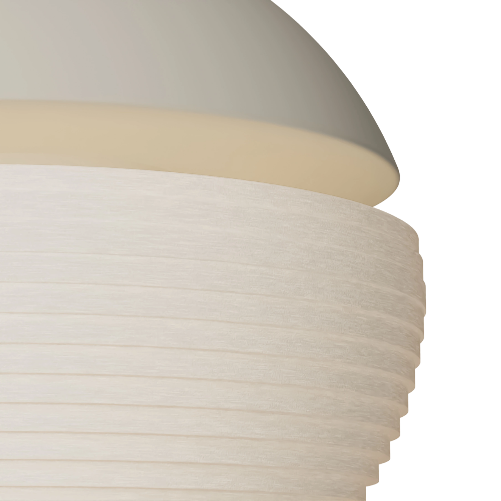 The sand Cora Pendant Light from Gantri close up.