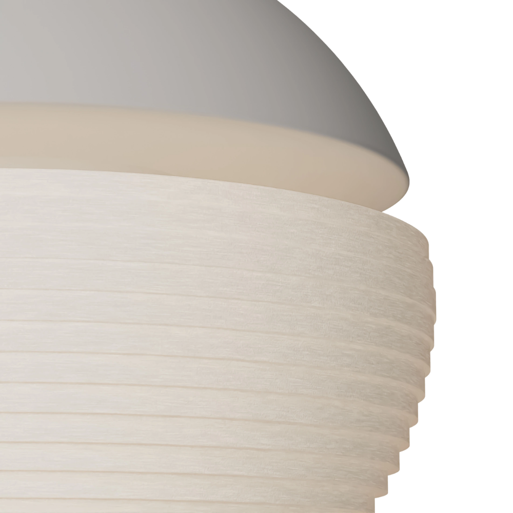 The stone Cora Pendant Light from Gantri close up.