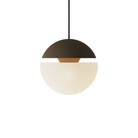 The walnut Cora Pendant Light from Gantri with the black cord.