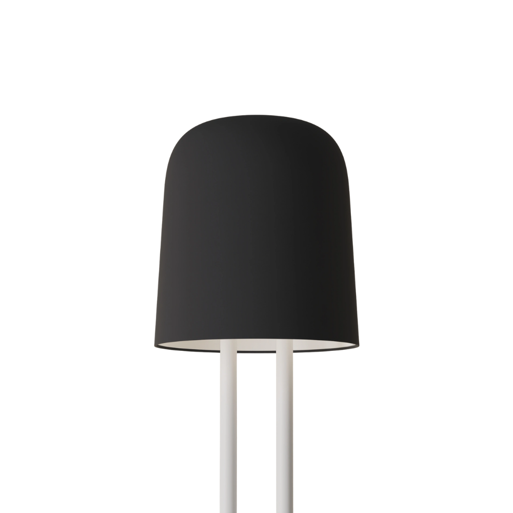 The carbon Gio Floor Light from Gantri with the white rod option.