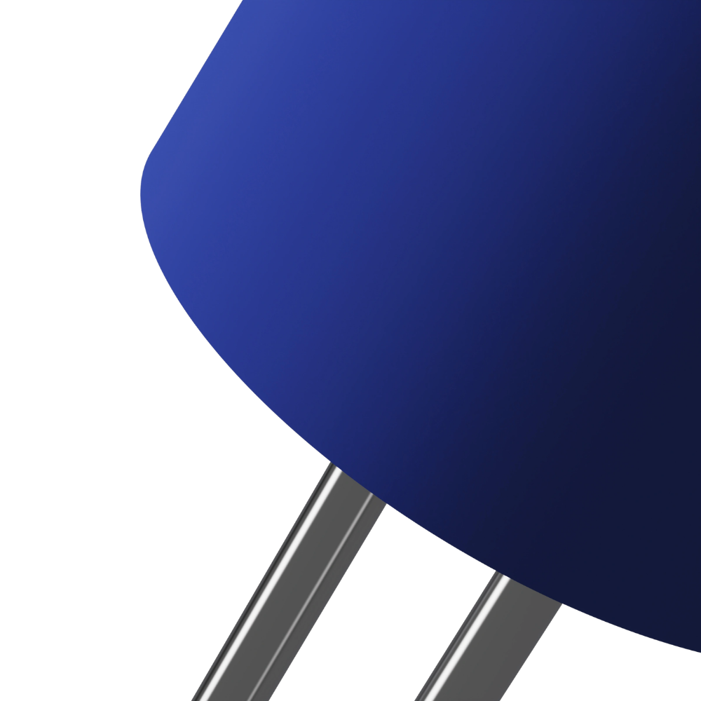The cobalt Gio Floor Light from Gantri with the chrome rod option close up.