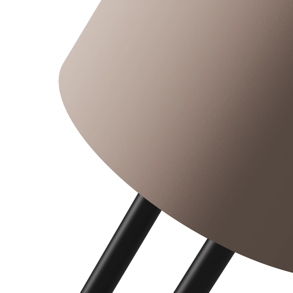 The coral Gio Floor Light from Gantri with the black rod option close up.