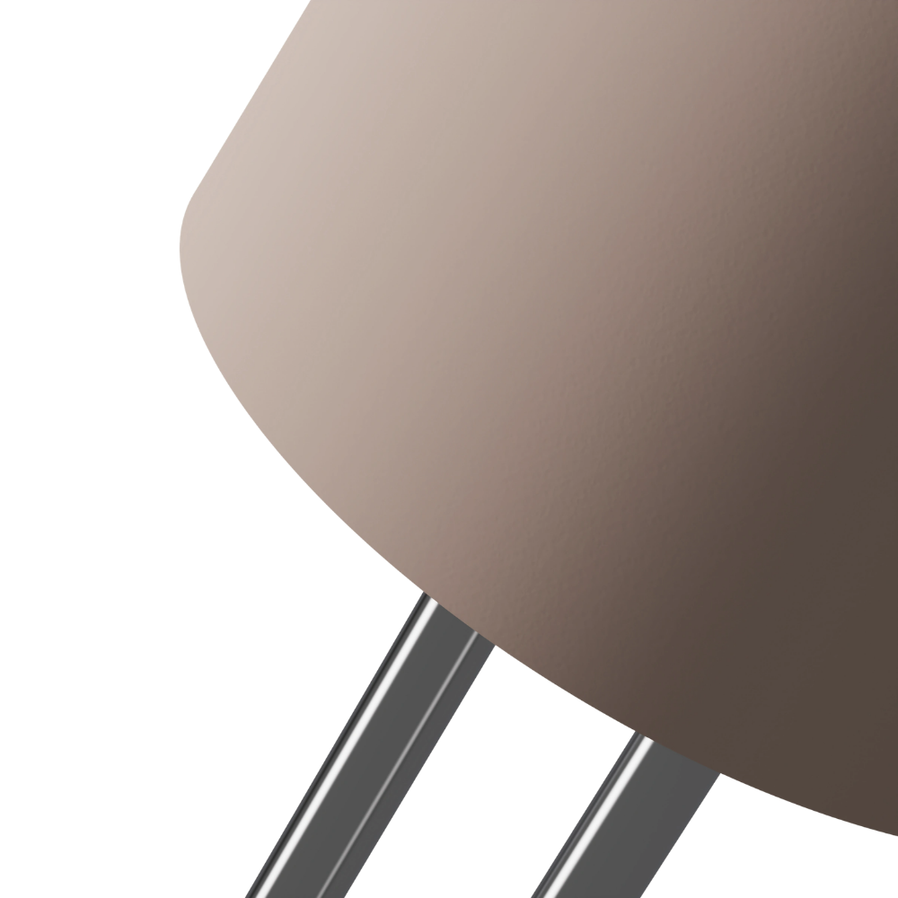 The coral Gio Floor Light from Gantri with the chrome rod option close up.