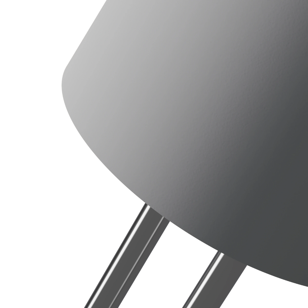 The mist Gio Floor Light from Gantri with the chrome rod option close up.