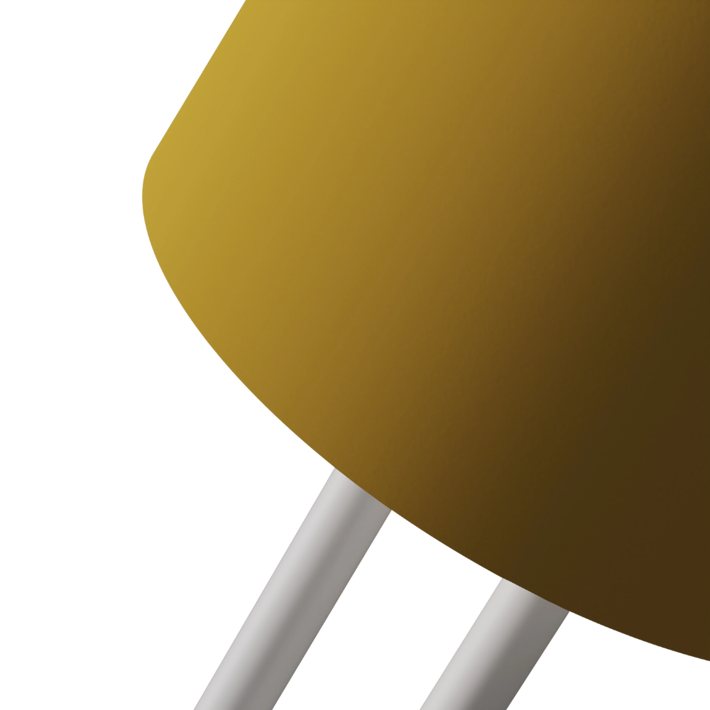 The mustard Gio Floor Light from Gantri with the white rod option close up.