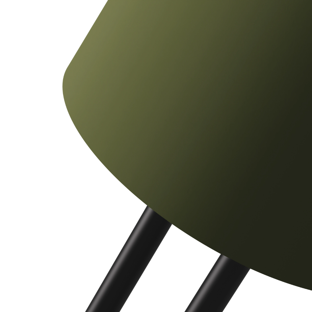 The olive Gio Floor Light from Gantri with the black rod option close up.