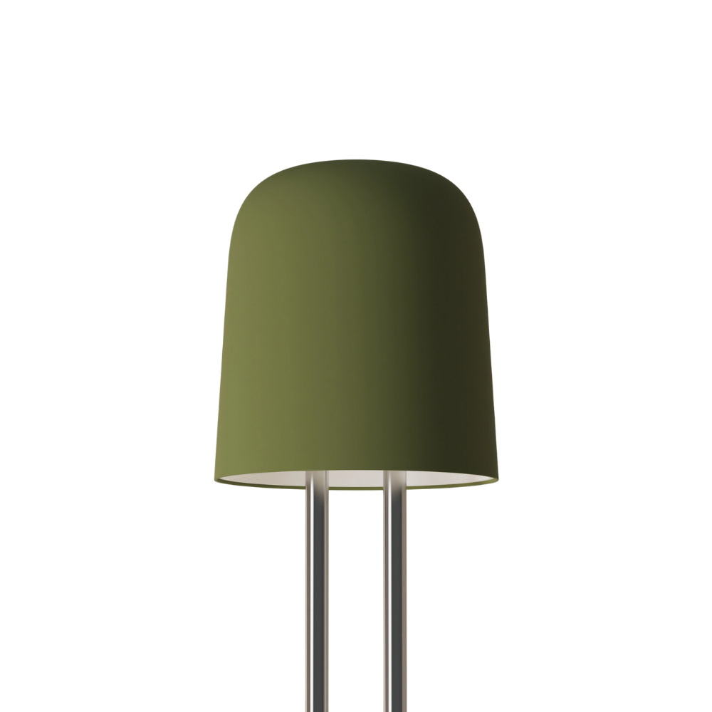 The olive Gio Floor Light from Gantri with the chrome rod option.