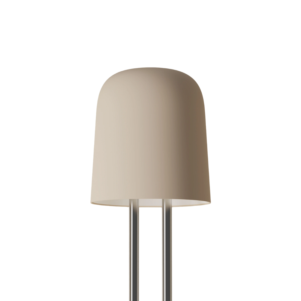 The peach Gio Floor Light from Gantri with the chrome rod option.