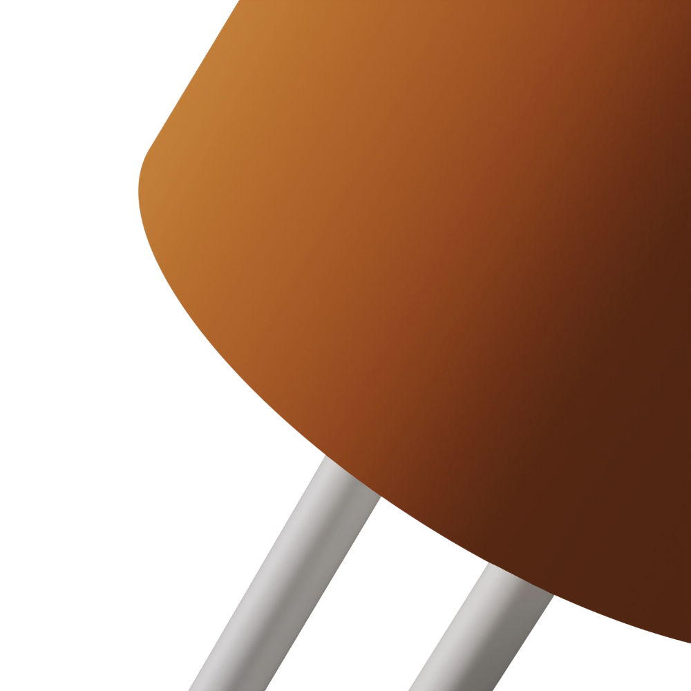 The persimmon Gio Floor Light from Gantri with the white rod option close up.