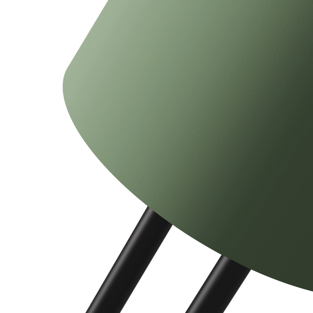 The sage Gio Floor Light from Gantri with the black rod option close up.