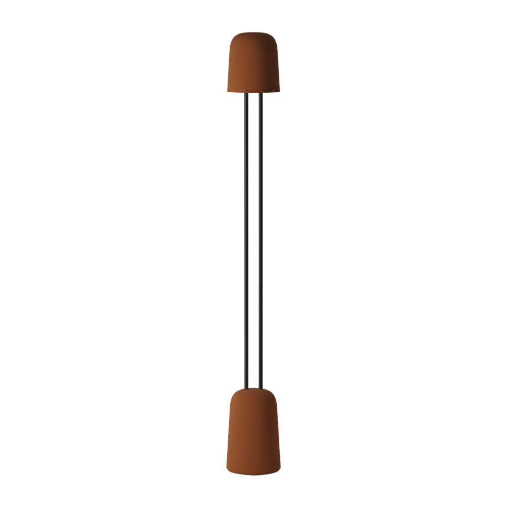 The sedona Gio Floor Light from Gantri with the black rod option showing the full lamp.