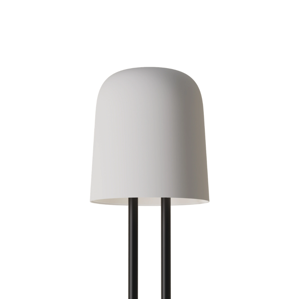 The snow Gio Floor Light from Gantri with the black rod option.
