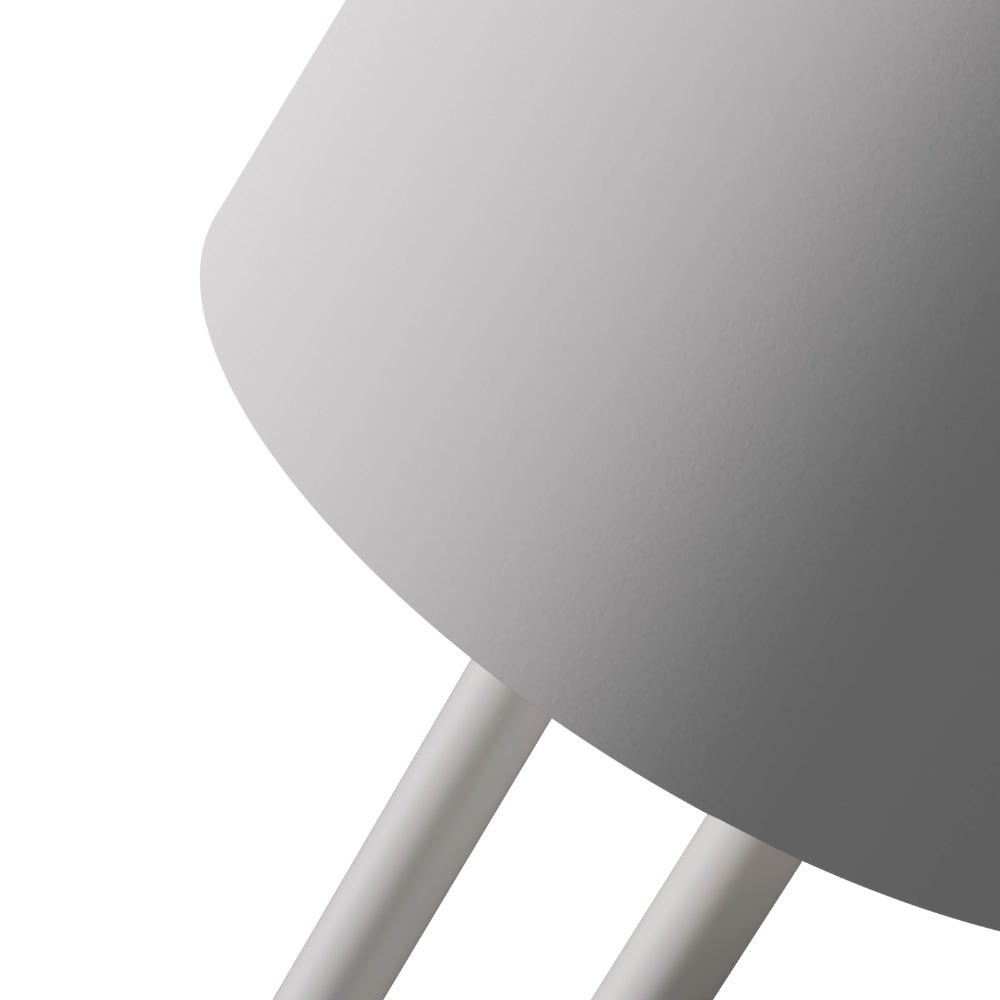 The snow Gio Floor Light from Gantri with the white rod option close up.