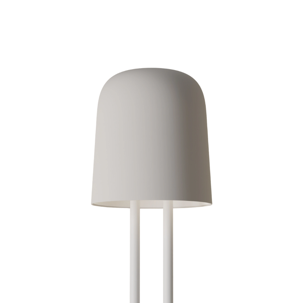 The stone Gio Floor Light from Gantri with the white rod option.