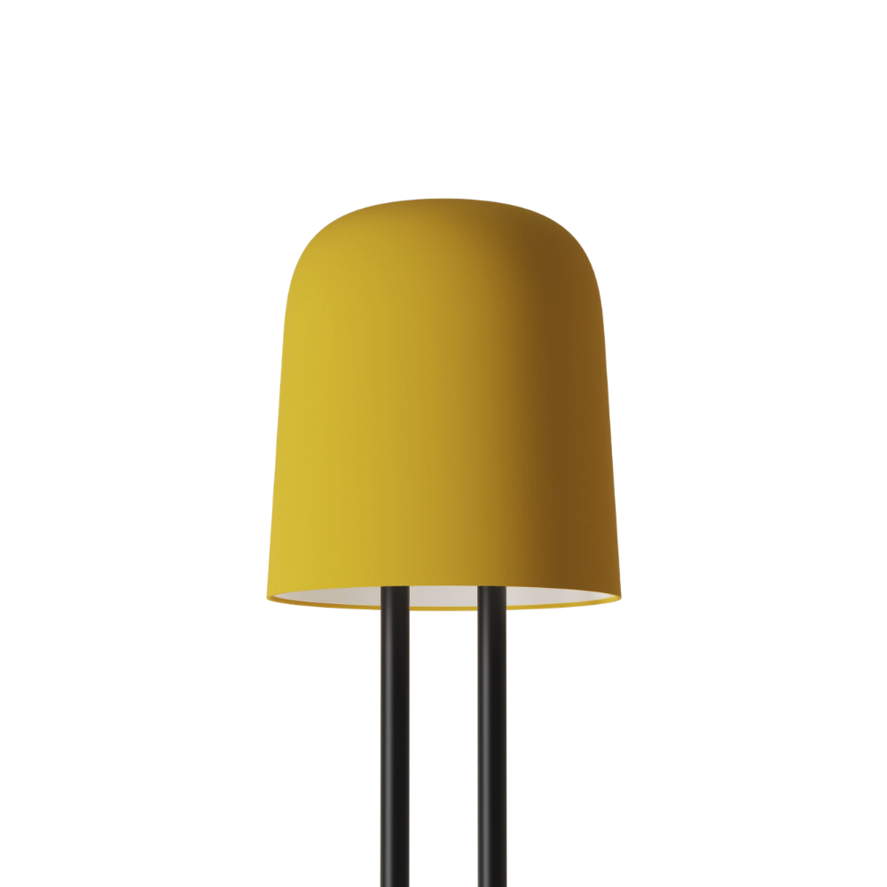 The sunrise Gio Floor Light from Gantri with the black rod option.