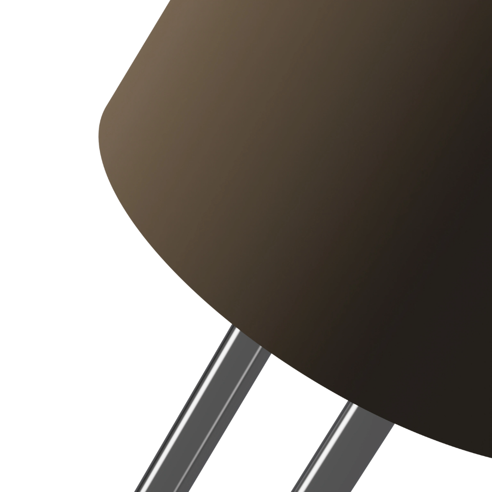 The walnut Gio Floor Light from Gantri with the chrome rod option close up.
