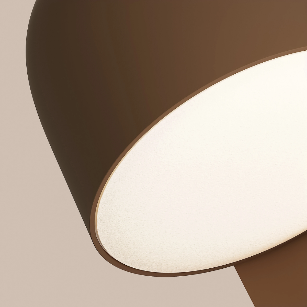 The walnut Gio Wall Light from Gantri close up.
