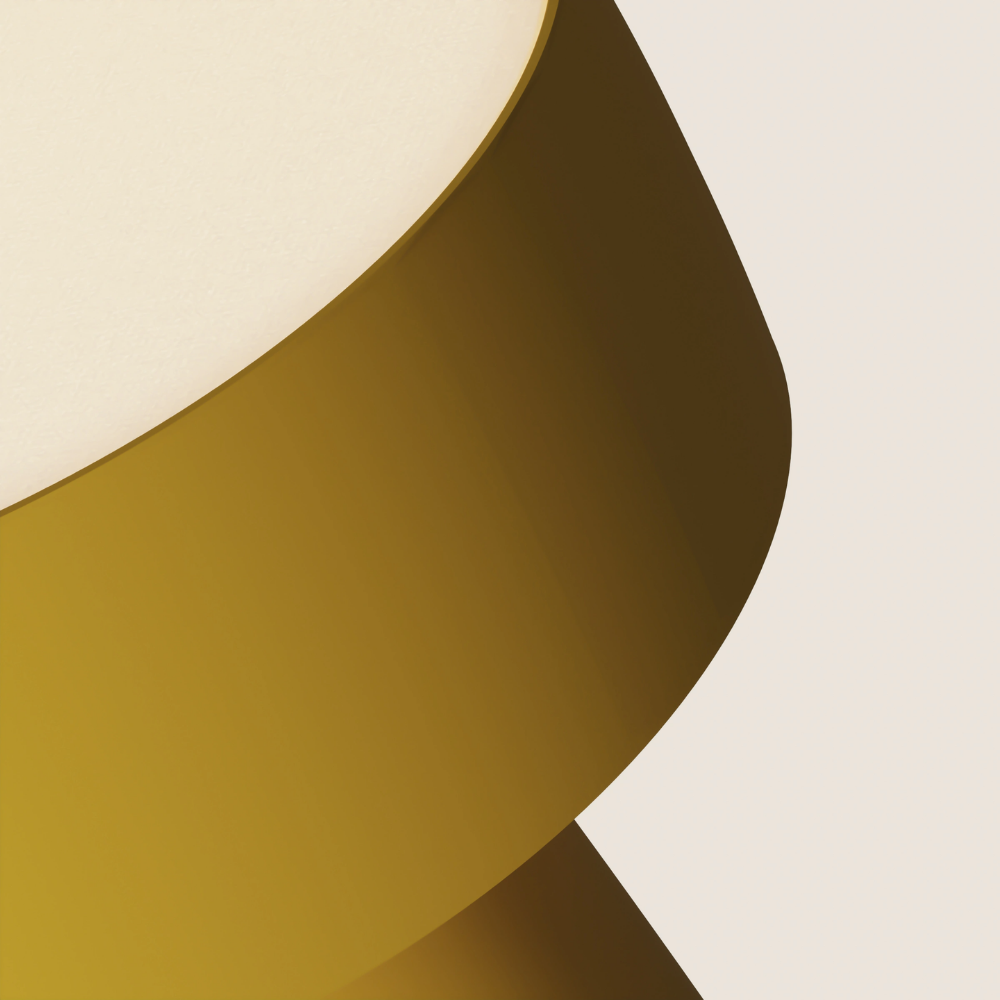 The mustard Hula Table Light from Gantri close up.