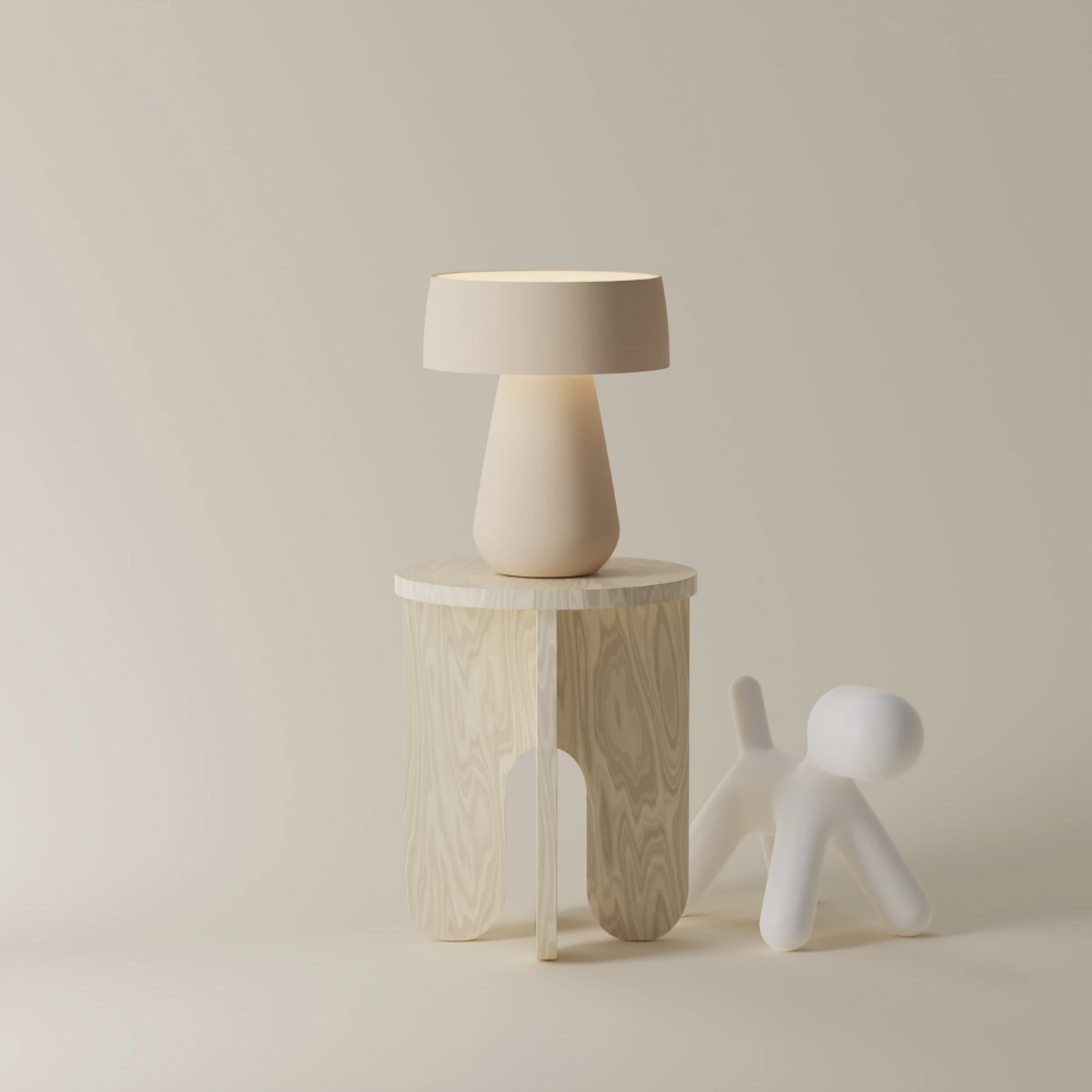 The peach Hula Table Light from Gantri in the studio.