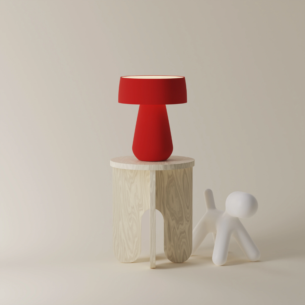 The poppy Hula Table Light from Gantri in the studio.