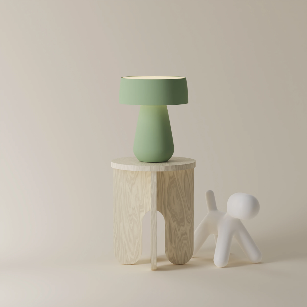 The sage Hula Table Light from Gantri in the studio.