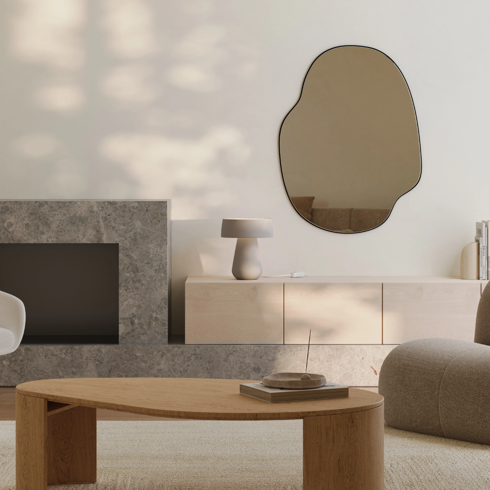 The smoke Hula Table Light from Gantri in a living room.