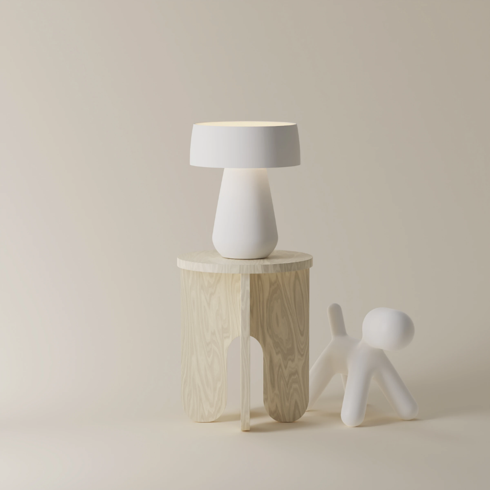 The snow Hula Table Light from Gantri in the studio.