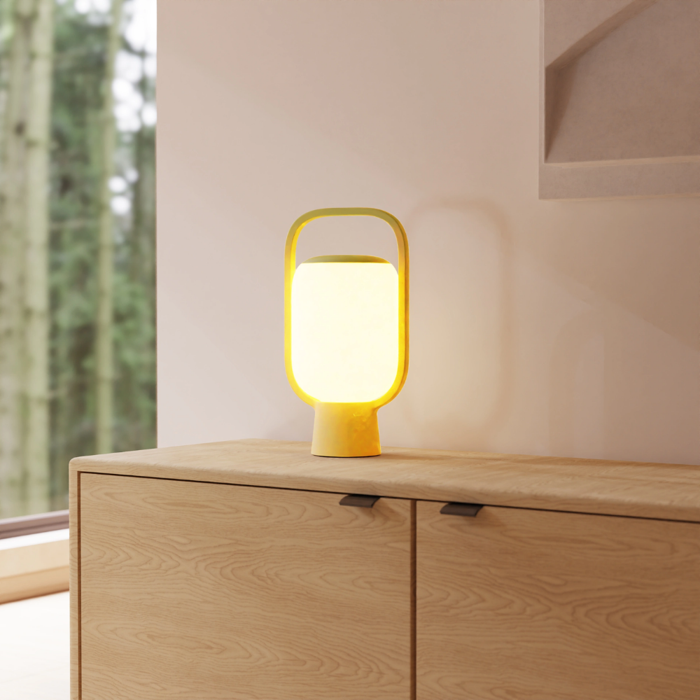 The sprout Kero Table Light from Gantri in a living room.