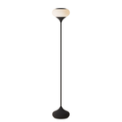 The carbon Aim Floor Light from Gantri with the black rod option, showing the full lamp.