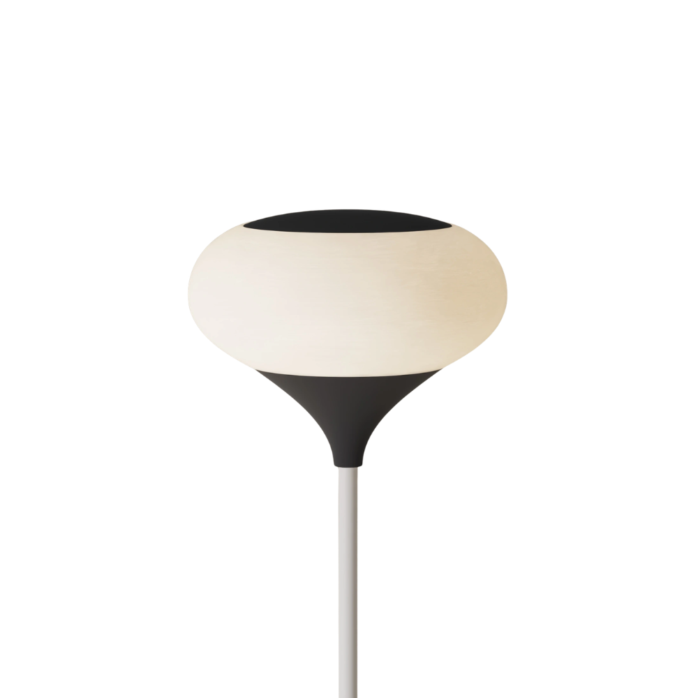 The carbon Kobble Floor Light from Gantri with the white rod option.