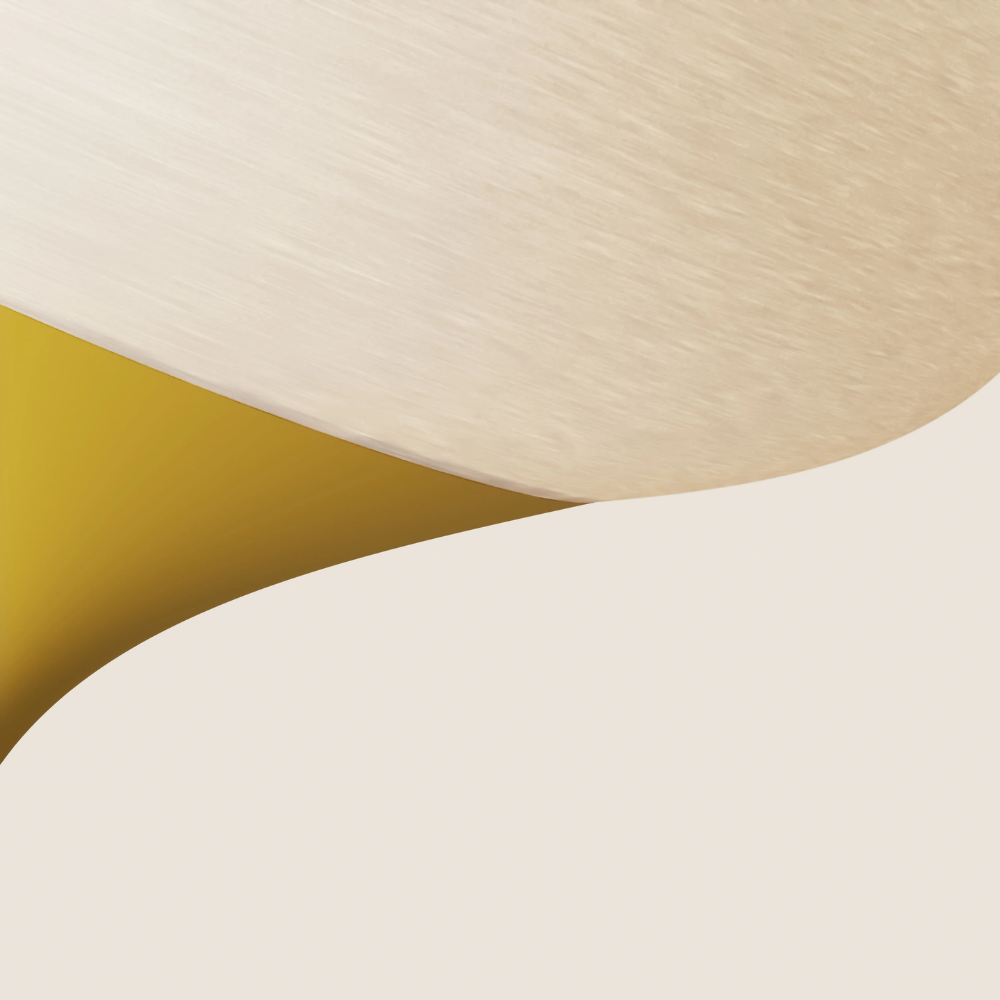 The mustard Kobble Floor Light from Gantri close up.