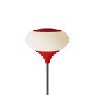 The poppy Kobble Floor Light from Gantri with the chrome rod option.
