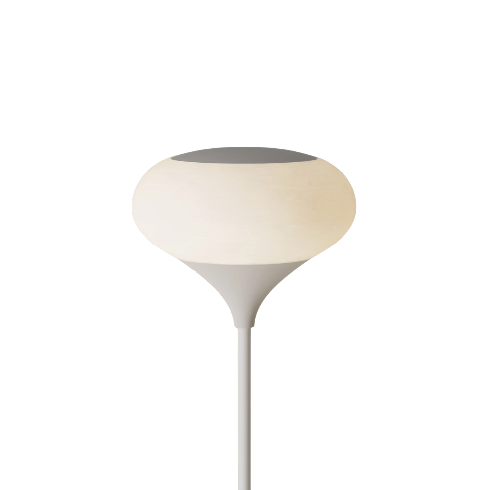 The stone Kobble Floor Light from Gantri with the white rod option.