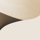 The walnut Kobble Floor Light from Gantri close up.