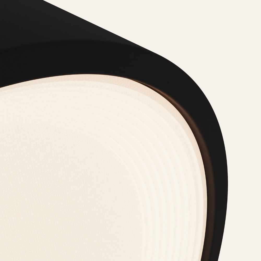 The carbon Vitria Flush Mount from Gantri close up.